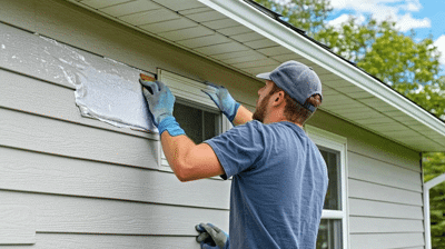 Contratista de revestimientos trabajando en una casa