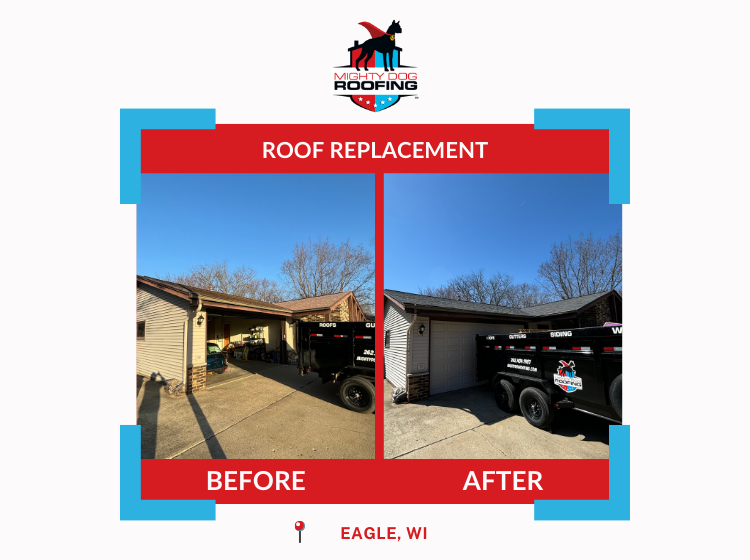 Antes y después del reemplazo del techo - Eagle, WI