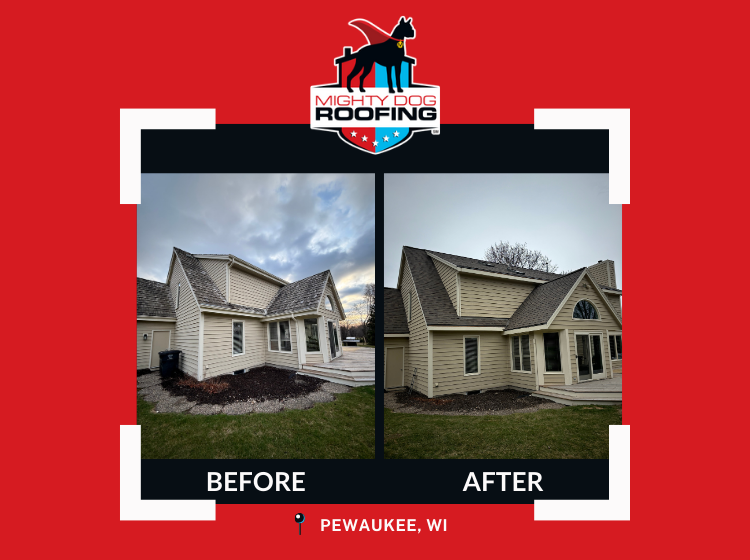 Antes y después del reemplazo del techo - Pewaukee, WI