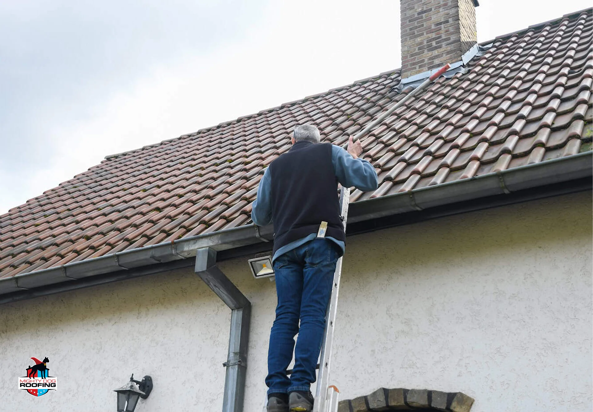Siding contractor performing house exterior inspection