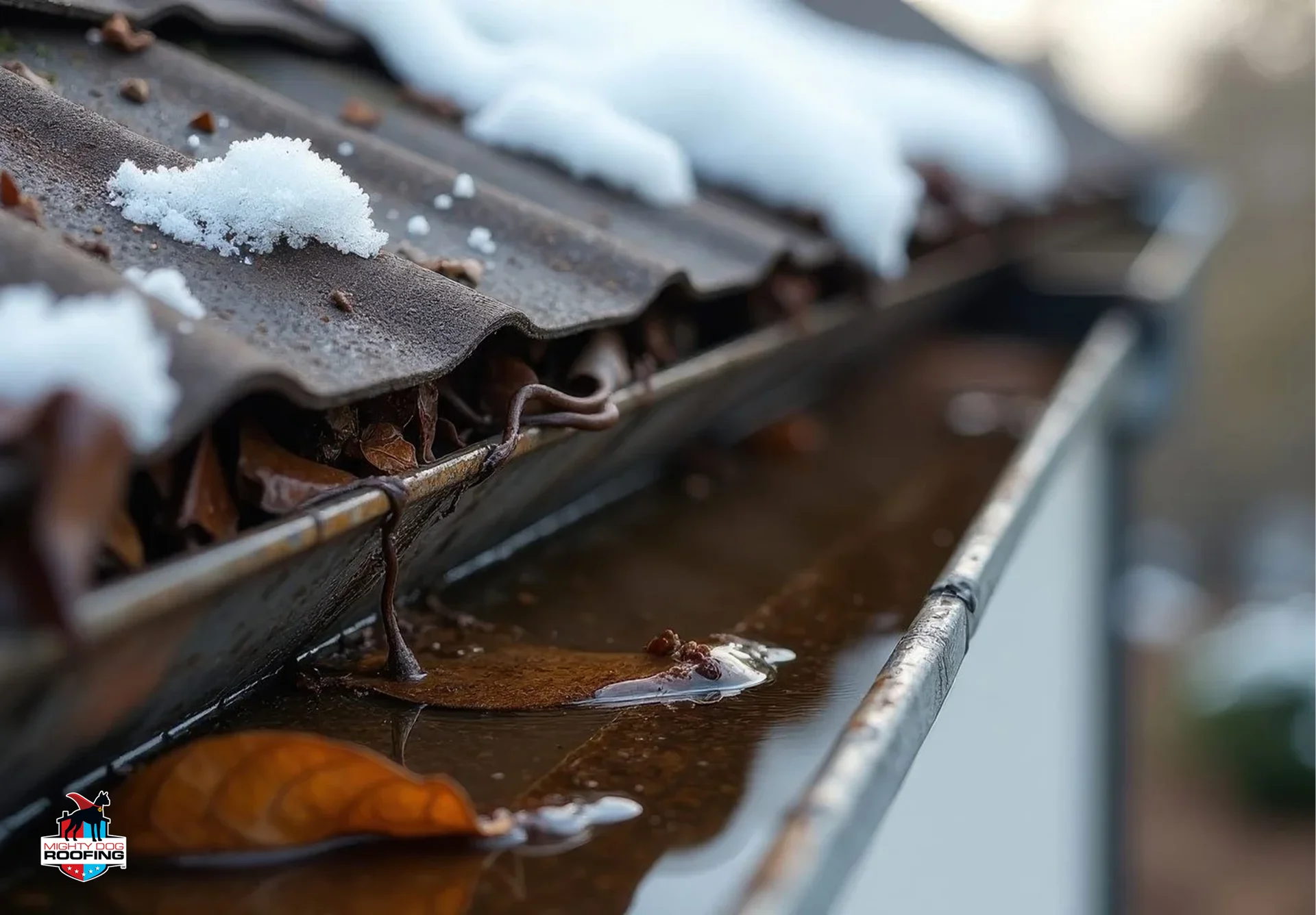 Winter gutter maintenance by gutter contractor